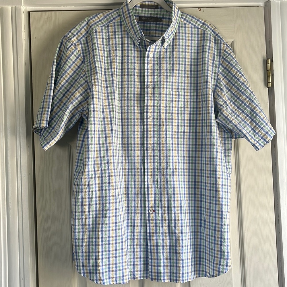 Daniel Cremieux Signature Collection Plaid Short Sleeve Button Down Shirt sz XL
